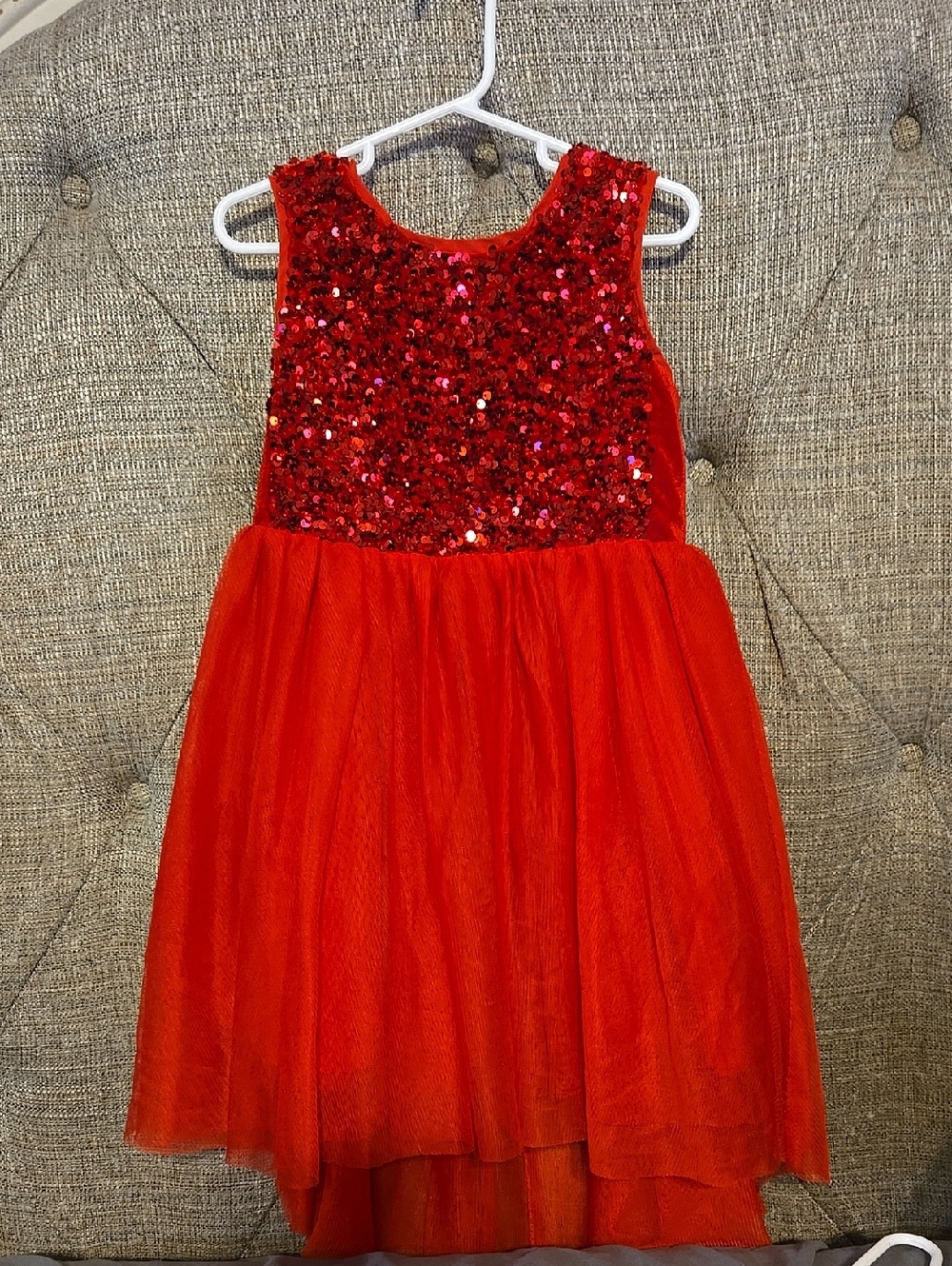 Girls 4/5 Red Sequin Tulle Party Dress